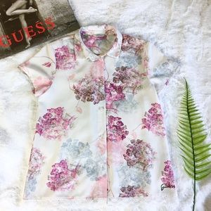 Vintage GUESS Floral & Lace Button up Shirt